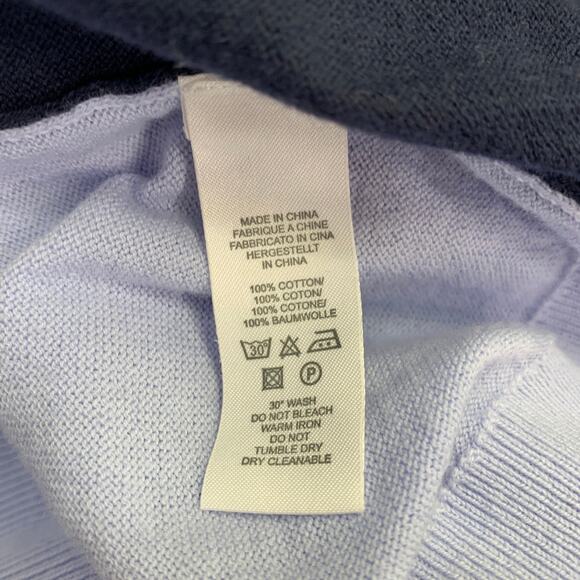 PS by PAUL SMITH Size XL Navy Light Blue Two Toned Cotton Crew Neck Pullover - Picture 5 of 6